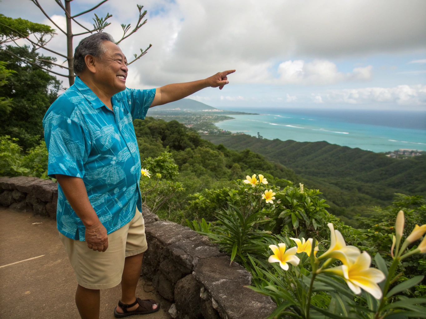 Certified local guide sharing stories with a small tour group on the Oahu coastline